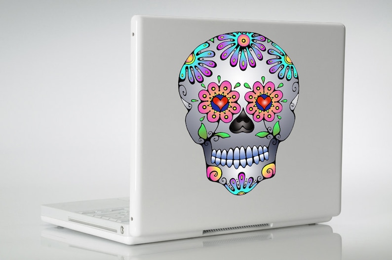 Colorful Sugar Skull Decals Vinyl Car Color Stickers Waterproof OutdoorUse Windows Walls Laptop Skulls Flower Red Blue Pink Silver Green Art