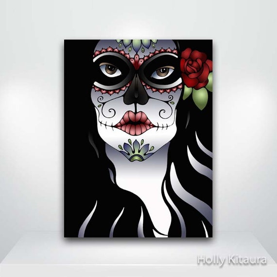 La Catrina Day of the Dead Sugar Skull Illustration Art Print