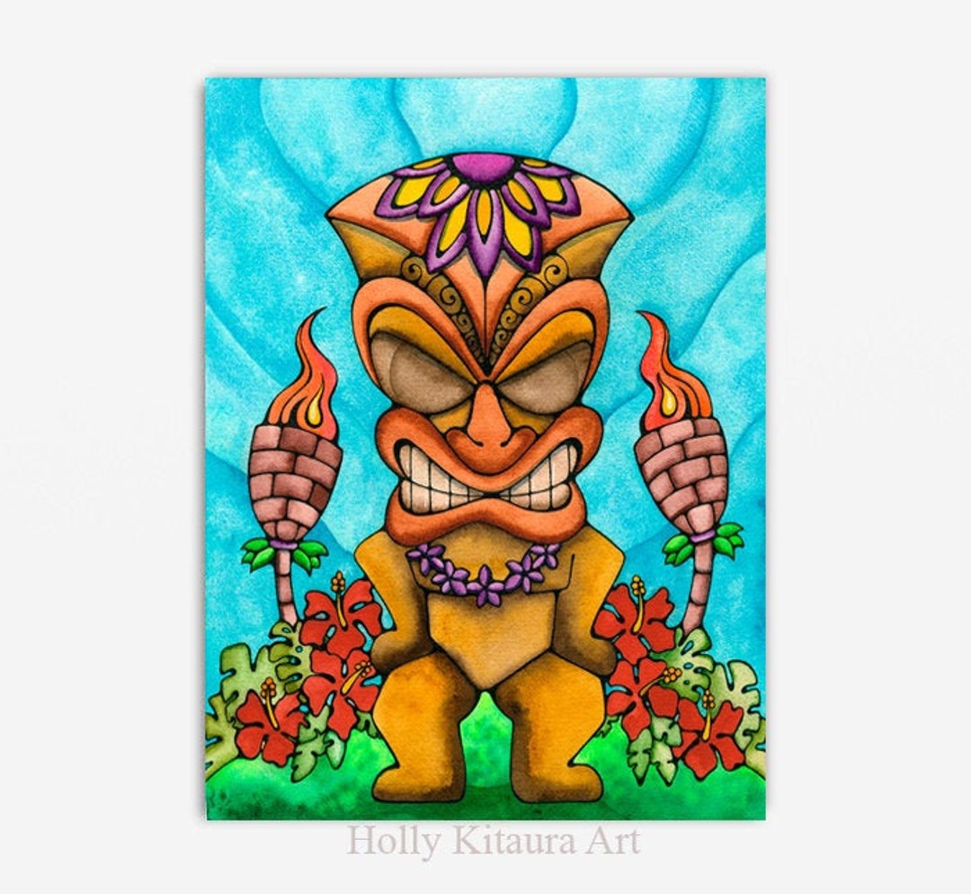 The Big Kahuna Tropical Island Tiki Art Hawaii Hawaiian Artwork