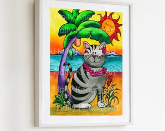 カエル 絵画 ハワイアーティストHolly Kitaura 額縁付 ハワイで購入