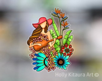 Flower Power Vinyl Decal Sticker Decals Waterproof Colorful Guitar Ukulele Girl Tropical Hawaiian Flowers Color Stickers - Made in Hawaii