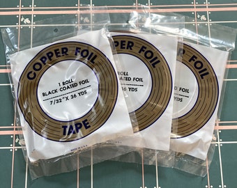 NEW - 3 Rolls EDCO Black back copper Tape, 7/32 Stained Glass Foil