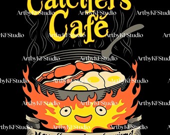 Das wandelnde Schloss inspiriert Calcifer Bed & Frühstück PNG Design, Anime Png, Howl und Sophie svg, Sublimationskunst, PNG Art File