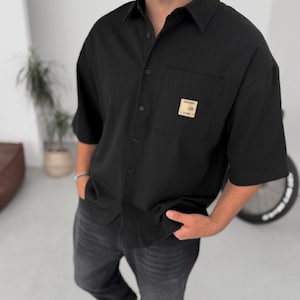 Chemise bohème pour hommes, chemises à manches courtes pour hommes en coton, chemise vintage, cadeau d&#39;anniversaire, cadeau pour homme