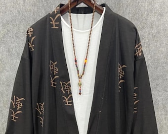 Chaqueta kimono unisex estampada, estilo japonés, bata ligera