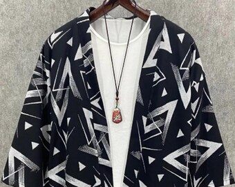 Kimono estampado para hombre, chaqueta de kimono unisex, ropa cómoda y elegante.