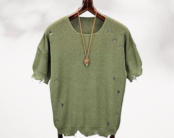 Bohemian Men&#39;s T-shirt, Boho Style Shirt, Men&#39;s Beach Shirt, Summer Short Sleeve Collared Shirt with Pattern, Short Sleeve Shirt