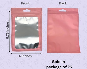 25 pcs Plastic Matte pink Aluminum foil Zip Lock Packaging Bag Jewelry Storage Pouch Small Sachets