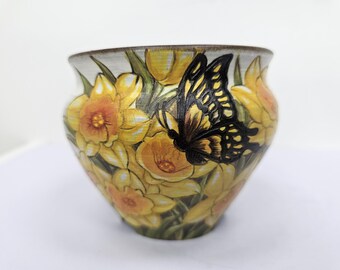 Maceta de narcisos pintada a mano · Maceta de cerámica con forma de mariposa · Mini maceta floral