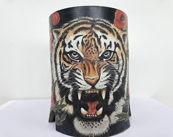 Handbemalter brüllender Tiger Keramikpflanzer, wildes Tierdekor