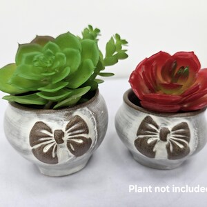 Handmade Ceramic Ribbon Planter Set, Gray Pottery, Mini Succulent Pot
