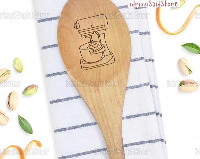 Gift For Baker Personalized Spoon Stand Mixer, Personalized Spoon, Gift For Mom, Mother Day Gift, Baker Gifts, Wooden Spoon