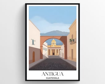 Antigua Travel Poster | Minimalist Digital Art Print | Travel Inspired Art | Instant Download | Modern Home Décor | Printable Wall Art