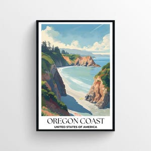Oregon Coast Travel Poster | Minimalist Digital Art Print | Travel Inspired Art | Instant Download | Modern Home Décor | Printable Wall Art