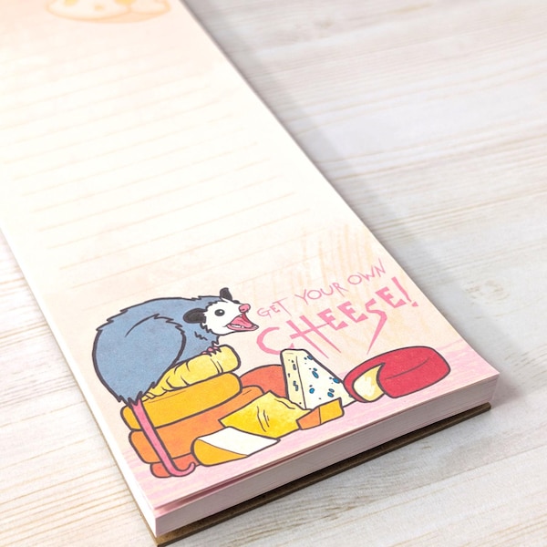 NOTEPAD Cheese Opossum || Magnetic Grocery List || Funny Kitchen Accessory