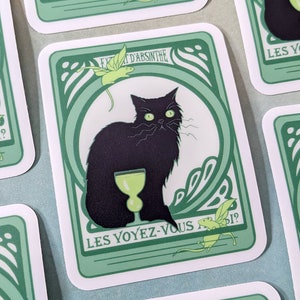 STICKER Glow In The Dark Absinthe Cat || 3&quot; matte vinyl