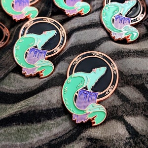 Mermaid Rat 2.0 enamel pin, rat in pipe with mermaid tail in soft enamel and rose gold metal, 1.625" A and B Grade/Seconds