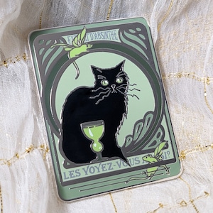 SPILLA IN SMALTO Gatto dell&#39;assenzio // 1,75&quot; smalto duro e argento