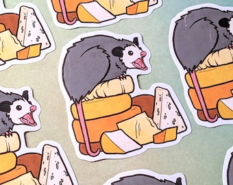 STICKER Cheese Opossum || "Get Your Own Cheese!" || 3" glossy waterproof vinyl