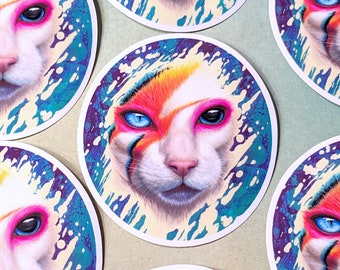 A Cat Insane Sticker, 3" glossy waterproof vinyl, glam rock kitty