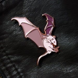 Rats With Wings enamel pin, Flying Hairless Rat with bat wings in soft enamel and rose gold, 1.75" A and B Grade/Seconds