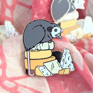 ENAMEL PIN Cheese Opossum || Get Your Own Cheese! || 1.5" hard enamel and gold