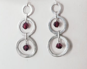 Sterling and Garnet Earrings (Bubbles)