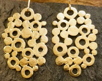 Sterling or Brass and Gold Fill Earrings (Klimt Clouds)