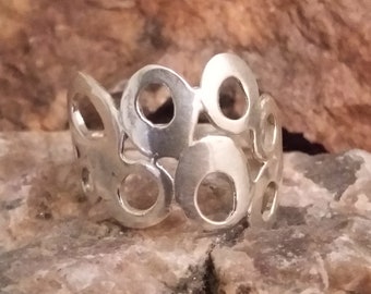 Sterling zilveren ring - gebeeldhouwde ovalen