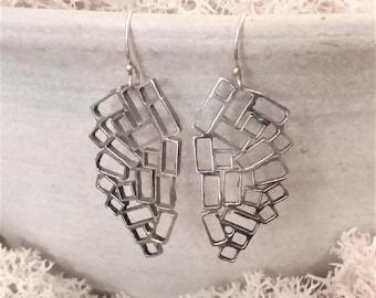 Sterling Silver Earrings (Rectangles Mosaics)