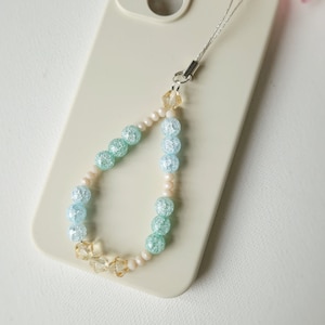 Phone charm strap, beaded phone keychain