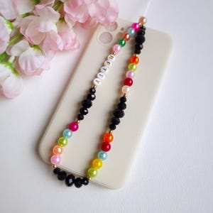 Personalized Beaded Phone Charm, Colorful Wrist Lanyard
