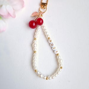 Llavero de pulsera personalizado, llavero de perla con cuentas personalizado, dije para bolso, llavero con nombre, lindo llavero para mujer