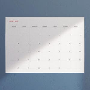 2025 calendar pdf digital planner 2025 monthly planner minimalist digital download printable wall calendar 12 months half letter A4 A3