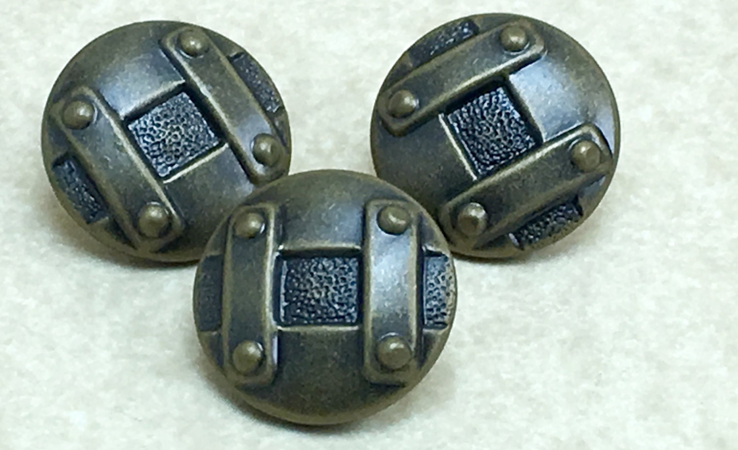 11/16 Antique Brass Domed Shank Plastic Button Square Tic Etsy