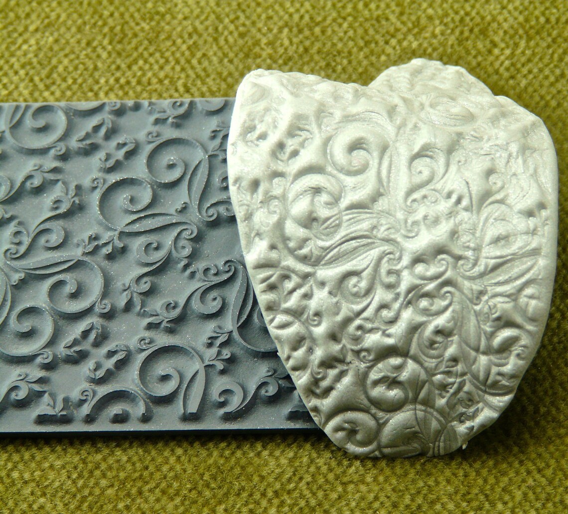 ANNIVERSARY Rubber Texture Stamp Tile for Clay Ink Jewelry Etsy