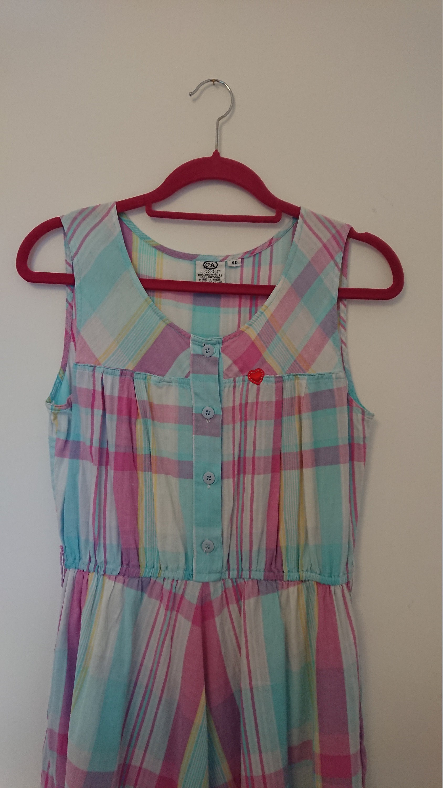 Pastel Check Swing Dress With Pockets Size 10-18 - Etsy UK
