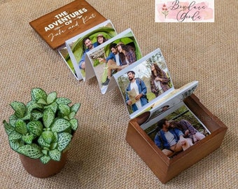 Boîte photo en bois Les aventures, cadeau d'anniversaire pour couple, boîte photo en bois personnalisée, boîte en bois bibelots, boîte à souvenirs en bois
