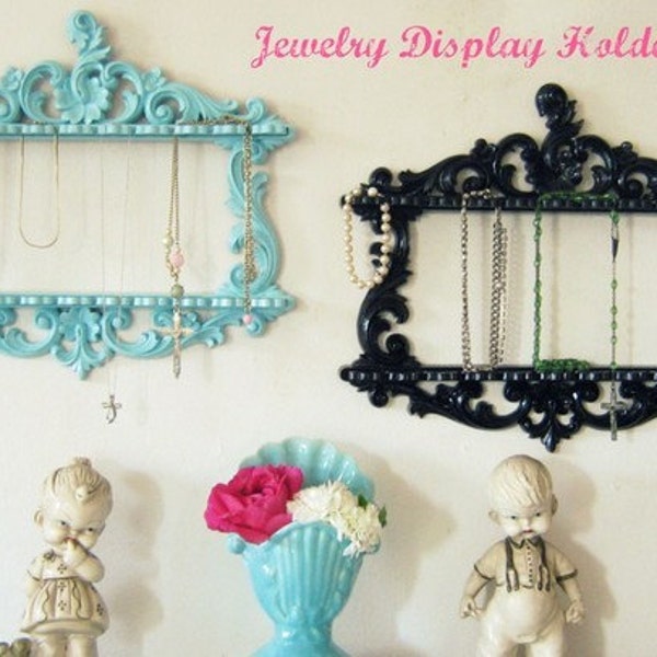 Repurposed Syroco Ornate Jewelry Holder Display Aqua