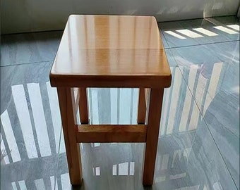 Solid Wood Square Stool - Durable Household Stool for Students and Children