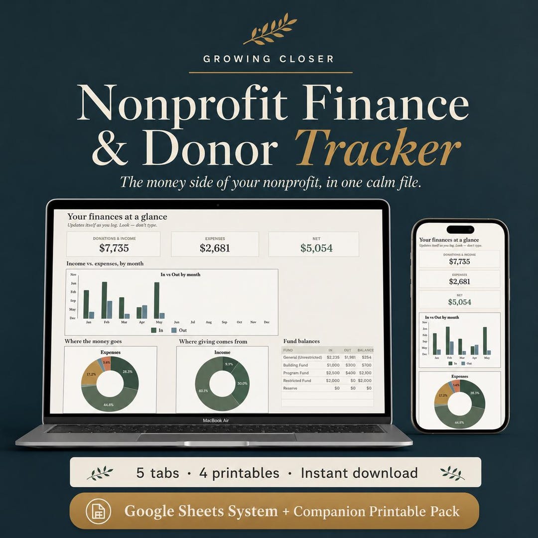 Nonprofit Finance Tracker| Google Sheet + Excel + PDF | Donor Tracker ...