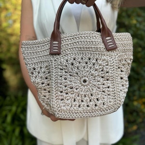 Beige Color Hand Knitted Quality Bags, Stylish Designed Handmade Bags zdjęcie 2