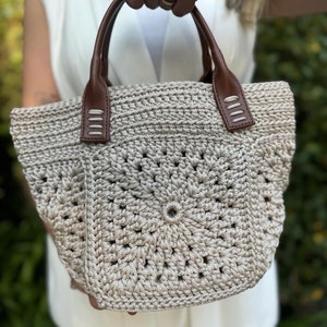 Beige Color Hand Knitted Quality Bags, Stylish Designed Handmade Bags zdjęcie 5