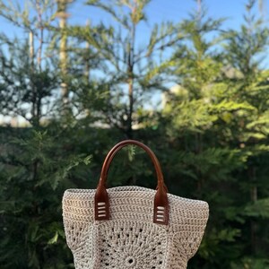 Beige Color Hand Knitted Quality Bags, Stylish Designed Handmade Bags zdjęcie 7