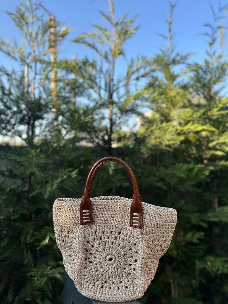 Beige Color Hand Knitted Quality Bags, Stylish Designed Handmade Bags zdjęcie 7