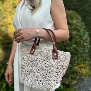 Beige Color Hand Knitted Quality Bags, Stylish Designed Handmade Bags zdjęcie 4