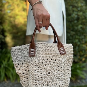 Beige Color Hand Knitted Quality Bags, Stylish Designed Handmade Bags zdjęcie 6