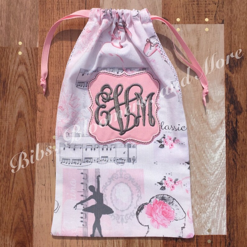 Ballet Pointe Shoe Bag Personalized Drawstring Mesh Etsy