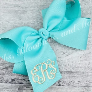 Monogrammed Hair Bow, Grosgrain Hair Bow, Personalized Hair Bow, Embroidered Hair Bow