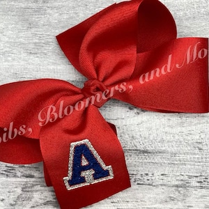 Faux Chenille Initial Hairbow, Monogrammed Hair Bow, Personalized Hair Bow